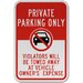 Private Parking Only Violators Will Be Towed Away At Vehicle Owner's Expense